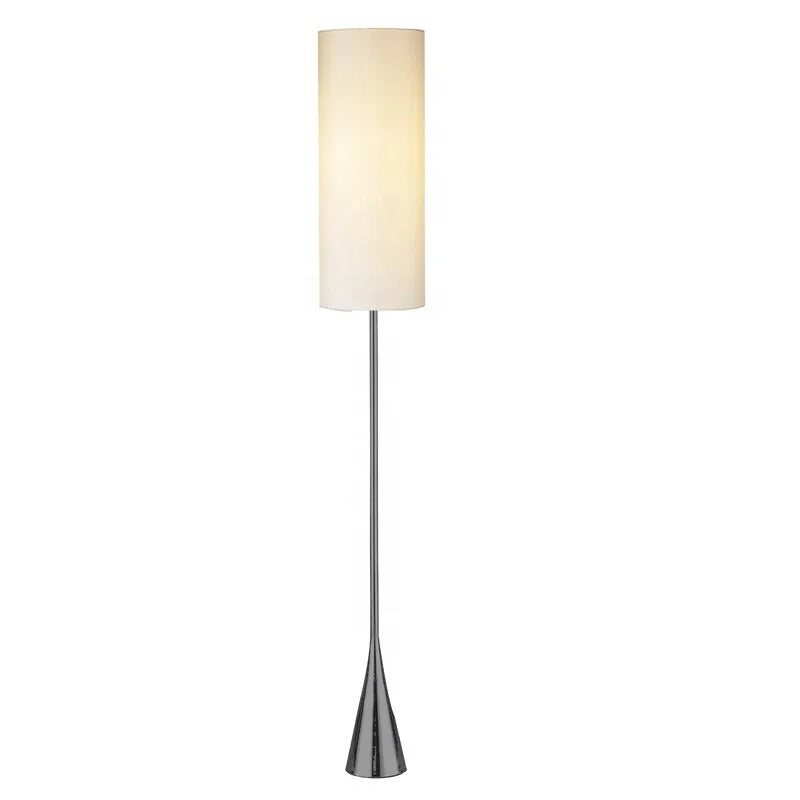 Nowoczesna smukła lampa podłogowa z cylindrycznym kloszem