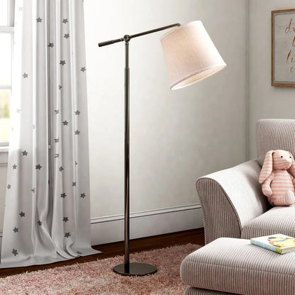 Regulowana nowoczesna lampa podłogowa z materiałowym kloszem